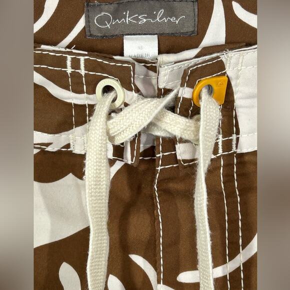 Quiksilver Men's Unlined Swim Trunks Size 36 Brown Leaf Print - Picture 4 of 16